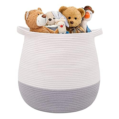 Cesta grande de almacenamiento tejida multiusos para mantas ropa y juguetes infantiles