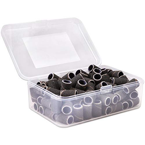 100 Pcs Large Nail Drill Bits Sanding Bands for Nail Drill – Nail File for Acrylic Nail Gel Manicures Pedicure PANA Nail Drill Bits (150 Grit, Large Black)