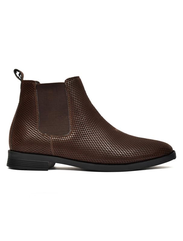 Image of TANN & TRAIL Men Premium Synthetic Chelsea Boots Elegant, Pointed Toe, Textured Finish, Cushioned Comfort, Versatile Formal & Casual Footwear