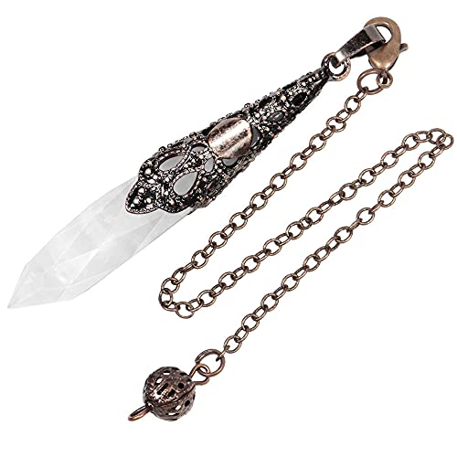 占領銅ペンダントヒーリングレイキウィッカペンダのための天然石の滴振られた振り子の繊細なクリスタルポイント振り子-ロッククォーツ