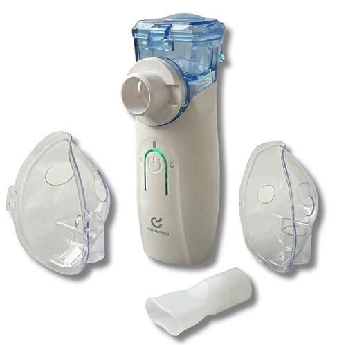GALLUDIWILS Aerosol Portatile Silenzioso Tecnologia Mesh per Bambini e Adulti, Nebulizzatore USB Ricaricabile per Tosse e Raffreddore, Inalatore da Viaggio Certificato CE con Mascherine e Boccaglio