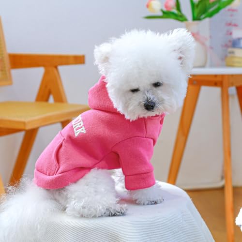 Sudadera con capucha para perro color rosa talla M miniatura 3