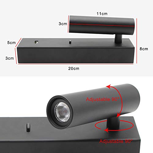 Lampe de lecture murale LED 4000K éclairage intérieur tête de lit avec interrupteur USB