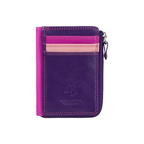 Visconti RB110 Phi Phi Womens Leather Slim ID Credit Card Holder Wallet/Purse (Pink Multi)