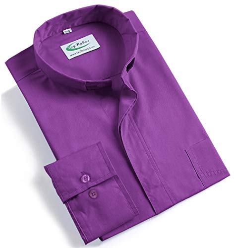 IvyRobes Heren priesterhemd met tab collar kraag Pfarrer lange mouwen Priester Klerus hemd zwart - Image 5