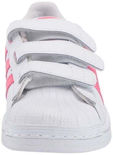 adidas Originals girls Superstar Cloudfoam Sneaker, White/Real Pink/Real Pink, 2 Little Kid US2