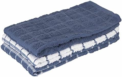 Ritz Premium Kitchen Towel Highly Absorbent, Super Soft, Long-Lasting, 100% Cotton Terry Dish Towels, Hand Towels, Tea Towels, Bar Towels, 3-Pack, 25"x15", Blue