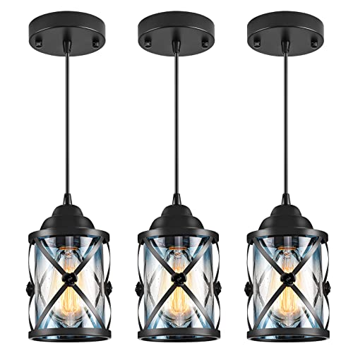 Pendant Lights - Black Light Ceiling Farmhouse Light Fixtures Hanging Light Pendant Lights Kitchen Island Lighting Glass Shade Adjustable Hanging Light Fixtures Chandeliers For Kitchen Room - E26 #TOP1