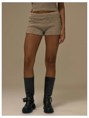 Image of MakeMeChic Women's Summer Crochet Shorts Striped Knit Pajama Micro Mini Shorts Lounge Bottoms