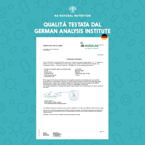 Fermenti lattici. Probiotici e Prebiotici Insieme. 40 miliardi di Batteri Probiotici Naturali con Inulina. 6 ceppi batterici. 60 Capsules N2 Natural Nutrition - 9