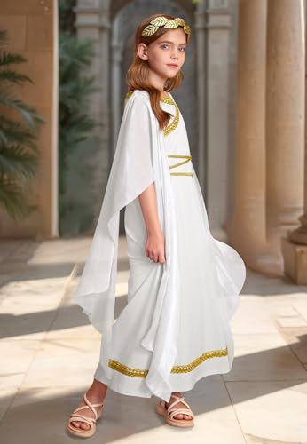 BesserBay Girls Greek 2PCS Halloween Toga Elegant Goddes Dress 4-12 Years4