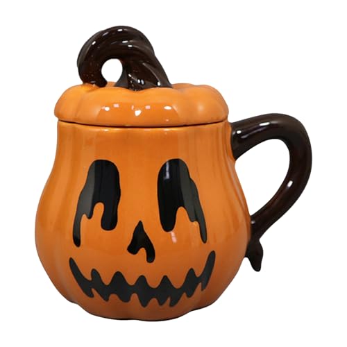 Taza de calabaza – Taza de cerámica | Adecuado para el desayuno | Ideal para decoración de temporada de Acción de Gracias | Taza de café de cerámica de 350 ml | Diseño de mango para leche, bebida