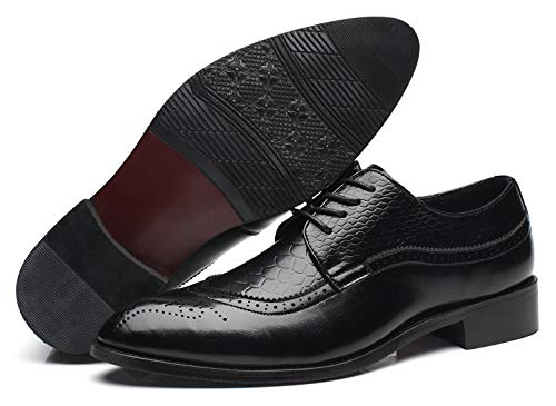 Oxford Shoes Men Brogue Pointed Toe Wingtip Lace-Up Leather Formal Dress Shoes Black 12 Us #TOP4