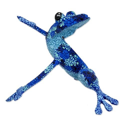 Escultura Decorativa de Madera Animal Azul 3.9" miniatura 2
