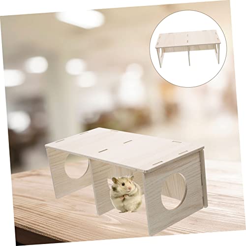 POPETPOP with Pig Multi Hideout Animals Clear Mice Gerbils Cabin Gerbil Pet Decor Window Nest House for Funny Tunnel Chamber Toy Hiding Hide Maze Wooden Hamster Habitats Toys Natural - Image 2