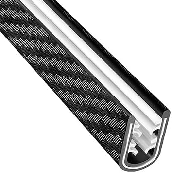 TRIM-LOK Edge Trim Plus, Fits 1/8-Inch Edge, 0.599-Inch Leg Length, 250-Foot Length, 4 Gripping Tongues for Easy Application, Carbon Fiber Finish, Plywood, Glass, and Sheet Metal Edge Protector