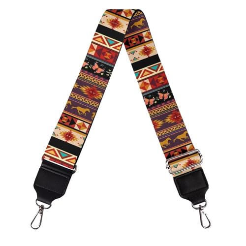 Image of TODIYADDU Tribal Horse Adjustable Straps Wide Shoulder Strap Aztec Style Guitar Strap for Purses Crossbody Wide Strap Crossbody Bags for Women Students Office Workers Fit for Sports