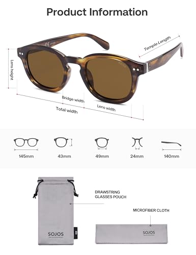 Image of SOJOS Retro Vintage Polarized Sunglasses for Women Men, Classic Square Panto Shades SJ2626