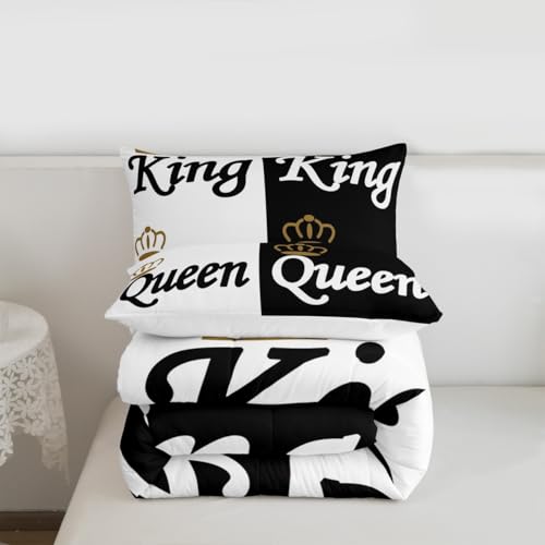 Image of Feelyou Valentine Day Mr Mrs Comforter Set Twin Size Bedding | Adults Couple Lover King Queen Presents Ultra Soft Duvet Set Quilt Set Room Decor Warm Cozy Breathable Lightweight All Season