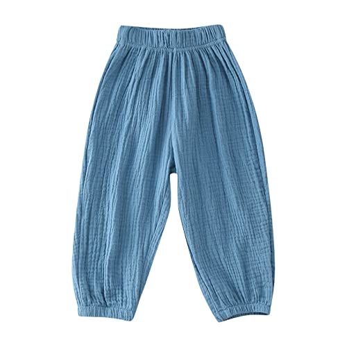 Girls Cotton Linen Baggy Pants Soft Casual Flowy Trousers Elastic Waist Loose Long Pants Joggers Summer Clothes