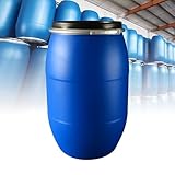 Plastic Drum, Plastic Barrel with Lid, Food Grade Rain Barrel for Water Storage, Air Tight Industrial Shipping Container, Blue Color(120L)