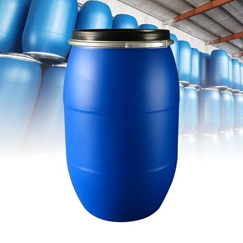 Plastic Drum, Plastic Barrel with Lid, Food Grade Rain Barrel for Water Storage, Air Tight Industrial Shipping Container, Blue Color(120L)