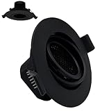 FactorLED Foco Empotrable Circular Techo Orientable, 7W, Ø90x45mm, 700Lm, Basculante, Ojos de Buey, Luz Seleccionable 3000K-4200K-6500K (Negro, 1PC)