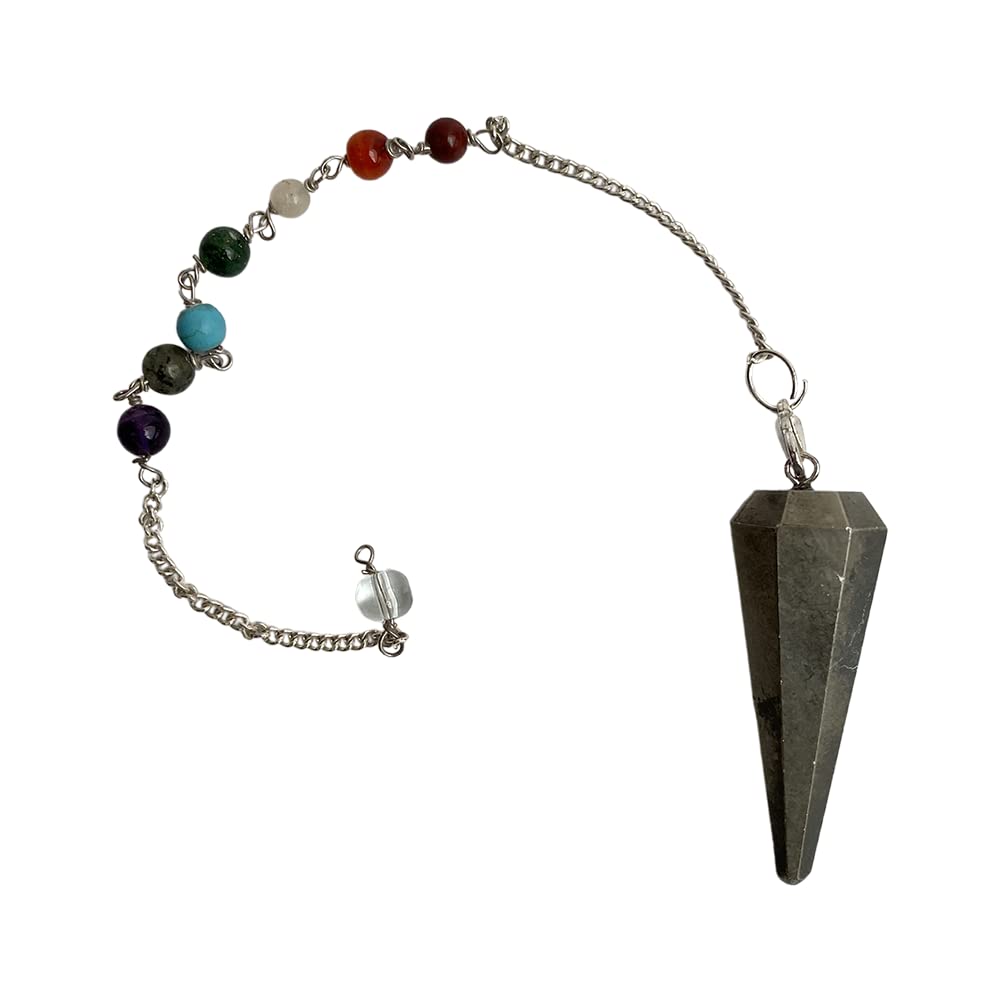 VIE Pendulum with 7 Chakra Beaded Chain, Pyrite