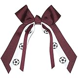 Soccer Hair Bow - Made in the USA, Avail in Many Colors, Maroon, White Pony Band