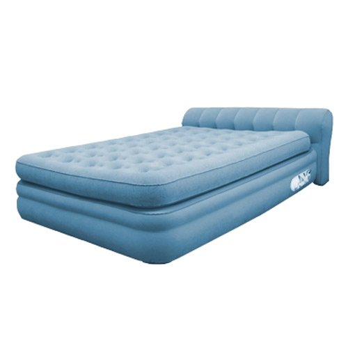 Aero AeroBed 76322 Elevated Mini Headboard Inflatable Air Bed Mattress - Full Blue
