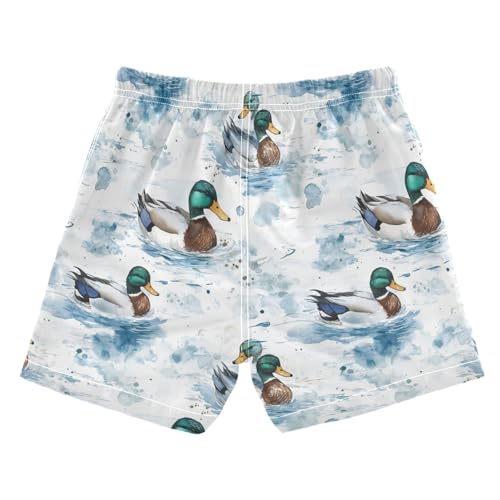 Boys Quick Dry Swim Trunks with Pockets Green Head Duck Beach Shorts for Kids, Toddler Swimsuit Boy2