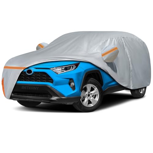 Image of Car Cover for 2005-2026 Toyota RAV4, Waterproof Custom-fit All Weather Sun Rain UV Dust Snow Protection Windproof Outdoor RAV4 SUV Car Cover with Door Zipper and Cotton Lining-Gray
