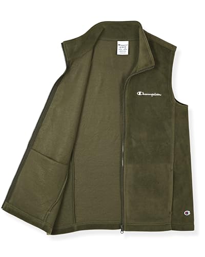 Image of Champion Boys Polar Fleece Vest Lightweight Sleeveless Zip Front Jacket with Pockets, Kids Outdoor Layering
