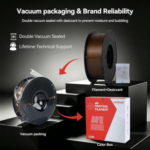 Image of Kingroon PETG 3D Printer Filament, High Strength, Low Warping, Odorless, Dimensional Accuracy + /- 0.02 mm, 1kg Spool(2.2lbs), 1.75 mm, Brushed Copper