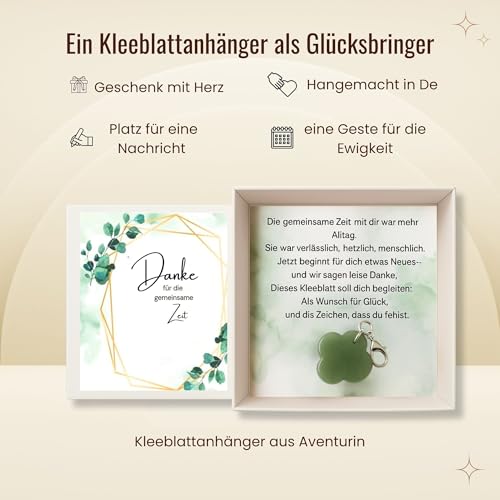 Milaboo® Handgefertigte Geschenkbox mit Kleeblatt-Anhänger – Glücksbringer mit Botschaft (Du schaffst das - Opalite)