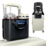 Vethers Luggage Cup Holder for Suitcases - Free Hand Drink Carrier, Multifunctional Travel Cup Holder Fits Suitcase Handles, Travel Accessories (Black)