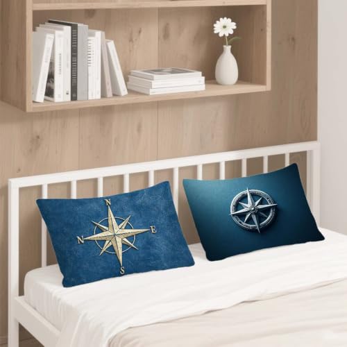 Housse Coussin Extérieur Rectangulaire 40x80 en Lin tressé Bleu Marine - 5