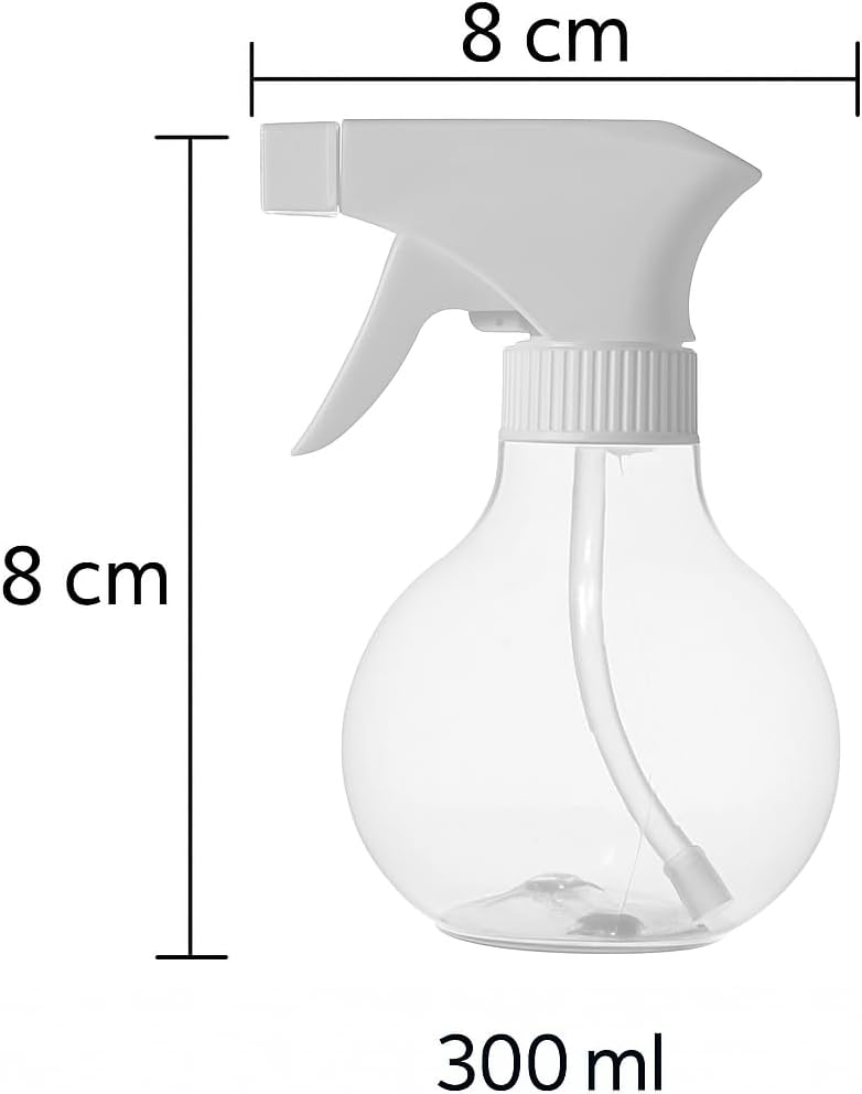 Pulverizador Borrifador de Plástico 300 ml Transparente – Spray Recarregável Multiuso para Limpeza, Plantas, Cabelos e Cosméticos Cores Sortidas