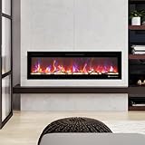 50' Fireplace Recessed & Wall Mountable, Remote Control, 12 Colors, Dual Heat 750/1500W, Adjustable Brightness, with Control Touch Screen