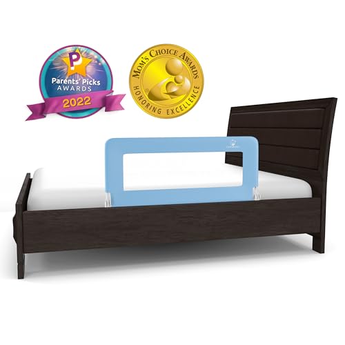 ComfyBumpy Bed Rail for Toddlers | Bed Rails for Kids, Twin, Full, Queen & King Size Bed - Adjustable Toddler Bed Rail Guard - Swing Down Baby Bed Side Rail - Blue, Regular (35.5" x 19.5"), Pack of 1
