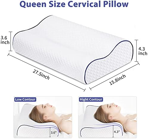 Findigit Ergonomic Cervical Orthopedic Sleep Neck Pillow for Neck Shoulder Pain , Side Sleeper Neck Contour Support Memory Foam Pillow for Side Front Back and Stomach Sleepers