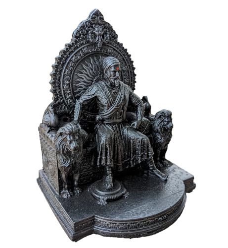 Image of Chatrapati Shivaji Maharaj Statue 4 inch for Car Dashboard (Silver)