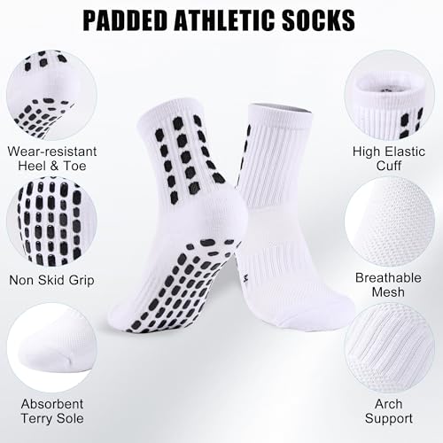 6 Pairs Kids Grip Soccer Socks Cushioned Non Slip Football Athletic Sports Socks for Boys Girls2
