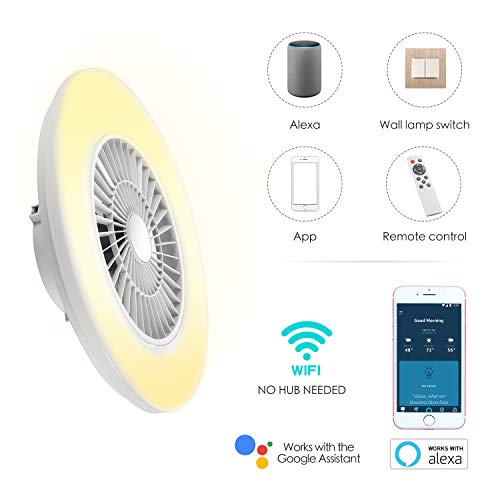 Plafonnier avec ventilateur LED 60cm intelligent à intensité variable