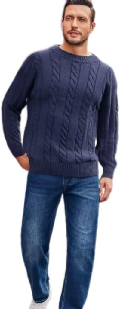 Classic Cable Knit Cardigan Sweater, Gray, Cotton Blend, Button Front, V-Neck, Casual Style, Men's
