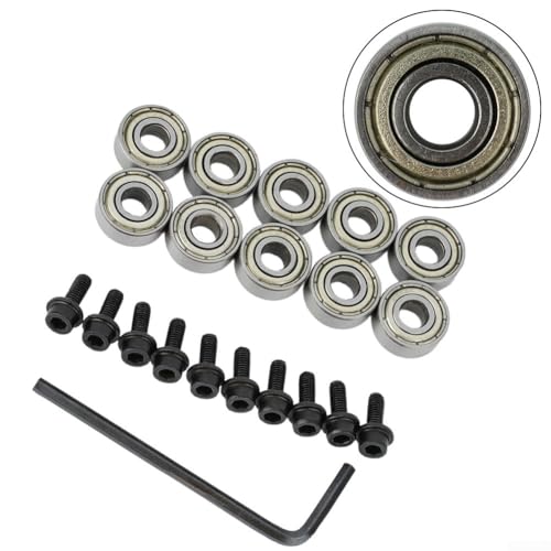 Zilimontt Lot de 10 roulements à billes de rechange pour fraises de défonceuse - Diamètre intérieur : 4,76 mm - Diamètre extérieur : 12,7 mm - Avec clé...