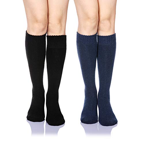 DoSmart Womens Winter Warm Knee High Socks Ladies Wool Cozy Thick Hiking Skiing Comfy Thermal Boot Long Socks 2 Pairs