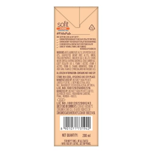 Image of Sofit Almond Drink Unsweetened, 180ml - Pack of 4 (2 x 180ml)| Vegan Drink |Enriched with Plant Protein, Dietary fibers, Vitamins and Calcium | Lactose Free | Gluten Free | Preservatives Free
