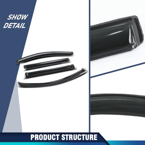 Image of PIT66 in-Channel Auto Vent Window Visors 4pcs Fit Cadillac Escalade ESV GMC Yukon Chevy Suburban 2015 2016 2017 2018 2019 2020 Rain Guards Smoke