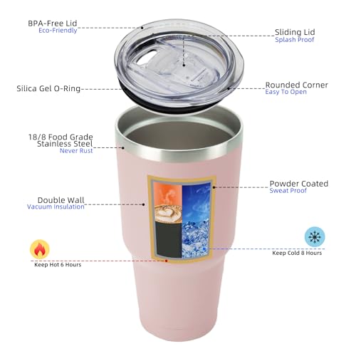 Image of BJPKPK 30 oz Tumbler with Lid and Straw, Insulated Stainless Steel Cup | Double Wall Vacuum, BPA Free, Leak Proof, Keeps Hot /Cold, Travel & Beach Ready, Car Holder Fit, Apricot